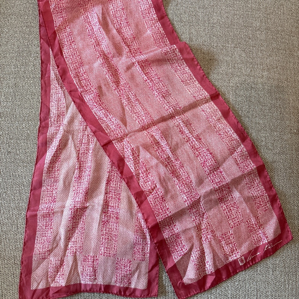 Vintage ANNE KLEIN scarf BEGONIA PINK SILK